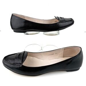 J Jill Penny Loafer Slip On Shoes Women US 11 Black Leather Ballet Flat Office